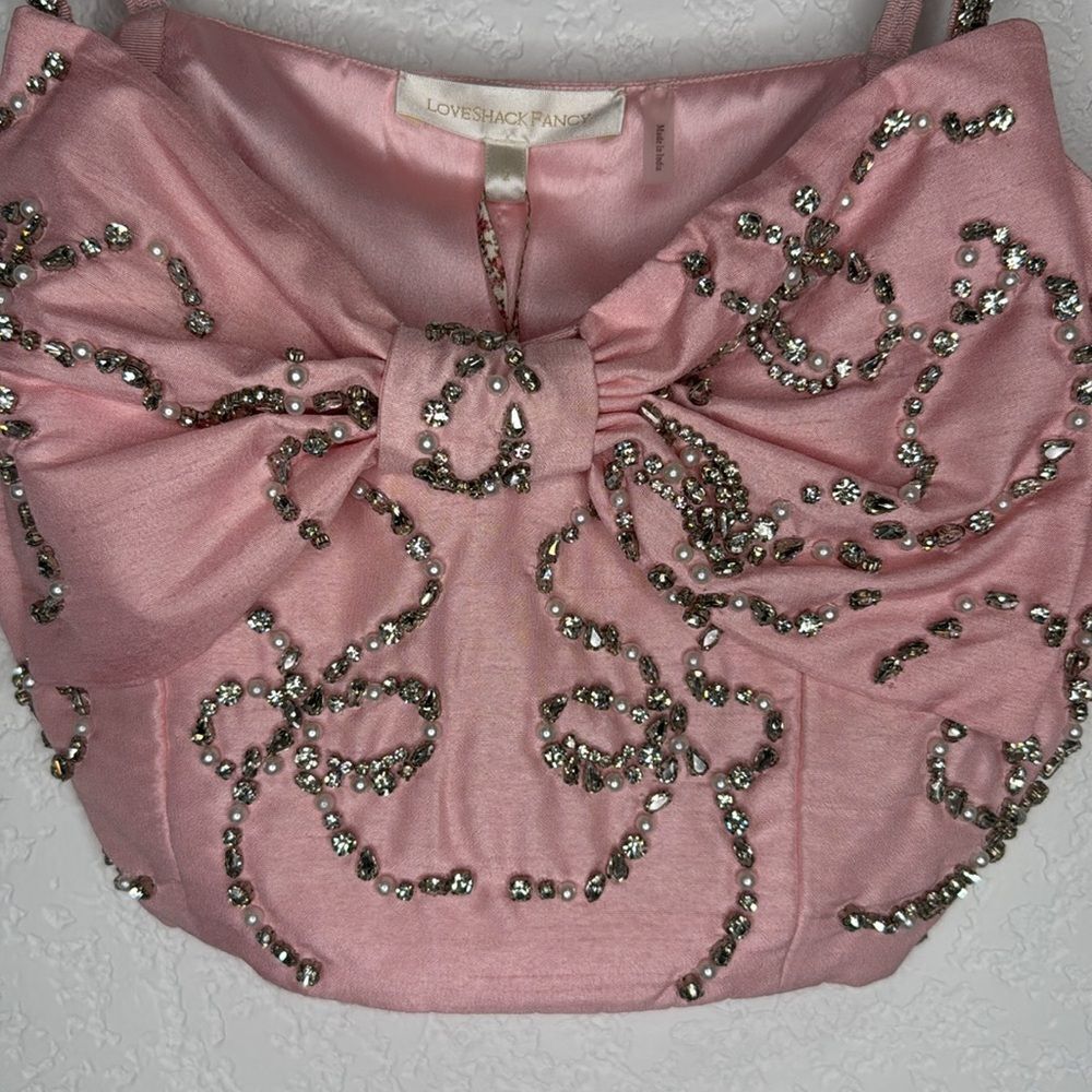 NWT LoveShackFancy - Arlitta Embellished Cropped Top - Pink - Size 2 - Picture 4 of 12